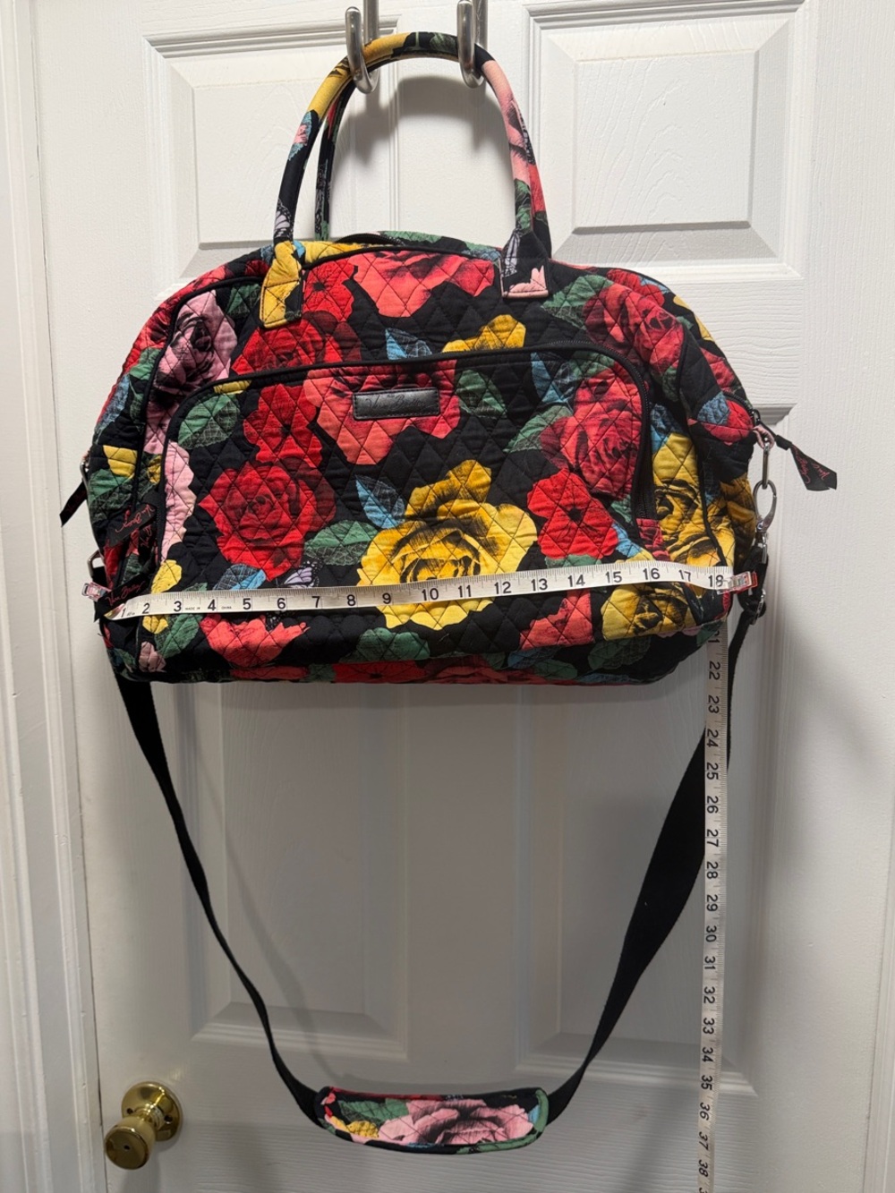 Vera Bradley Quilted Floral Travel Satchel - Black Multi